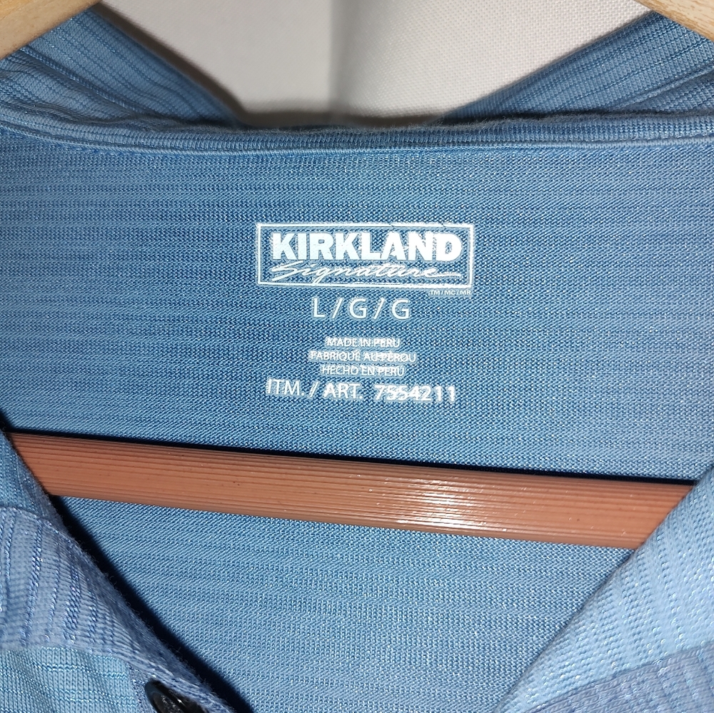 Kirkland Light Blue Short Sleeve 3 Button Golf Polo 7554211 Size Large - Picture 3 of 7